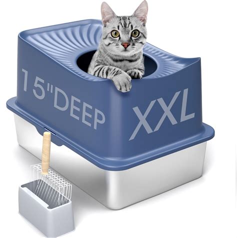 metal litter box with cover|best stainless steel cat box.